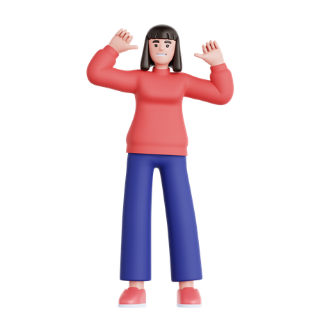 Woman Pointing Himself  3D Illustration