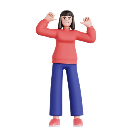 Woman Pointing Himself  3D Illustration