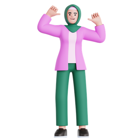 Woman Pointing Himself  3D Illustration