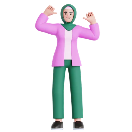 Woman Pointing Himself  3D Illustration