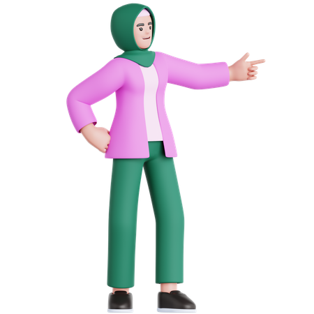 Woman Pointing Left  3D Illustration