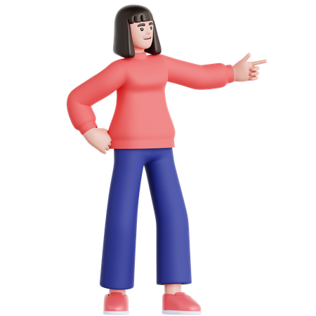 Woman Pointing Left  3D Illustration