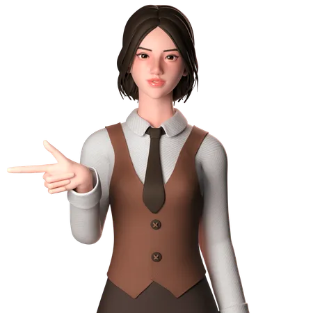 Woman Pointing Left Side  3D Illustration