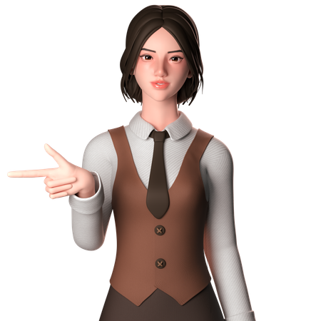 Woman Pointing Left Side  3D Icon