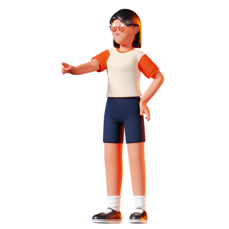 Woman Pointing Pose  3D Icon
