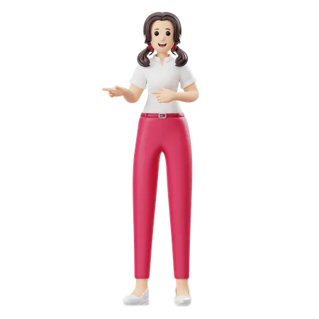 Woman Pointing Right Side  3D Illustration