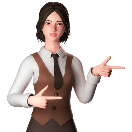 Woman Pointing Right Side  3D Illustration