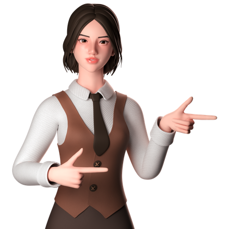 Woman Pointing Right Side  3D Icon