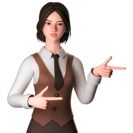 Woman Pointing Right Side  3D Illustration