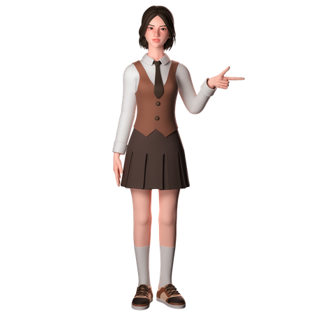 Woman Pointing Right Side  3D Illustration