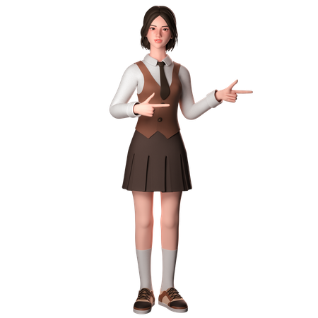 Woman Pointing Right Side  3D Illustration