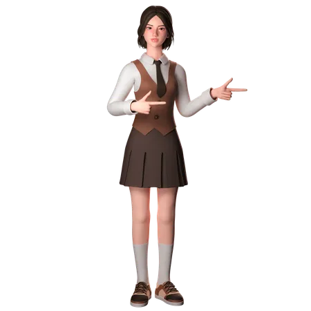 Woman Pointing Right Side  3D Illustration