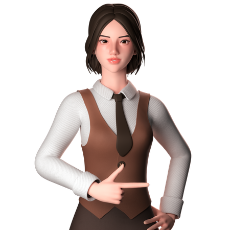 Woman Pointing Right Side  3D Illustration