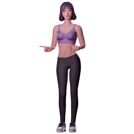 Woman Pointing Sidewards  3D Illustration