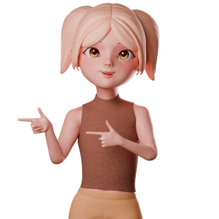 Woman Pointing Sidewards  3D Illustration