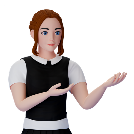 Woman Pointing Something  3D Illustration