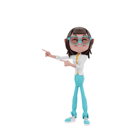 Woman pointing something  3D Illustration