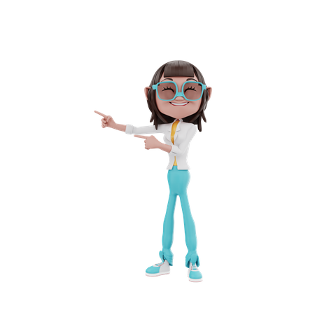 Woman pointing something 3D Illustration
