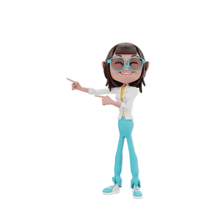 Woman pointing something  3D Illustration