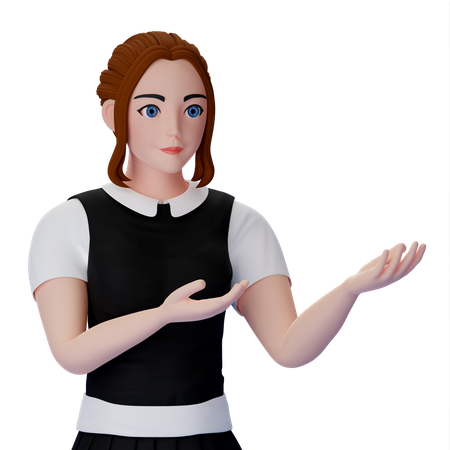 Woman Pointing Something 3D Illustration