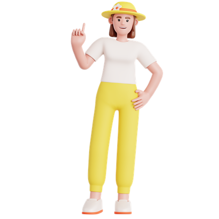 Woman Pointing Up  3D Illustration