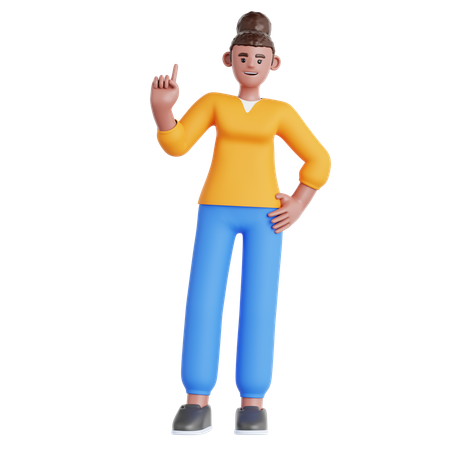 Woman Pointing Up  3D Illustration