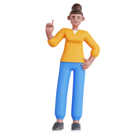 Woman Pointing Up  3D Illustration