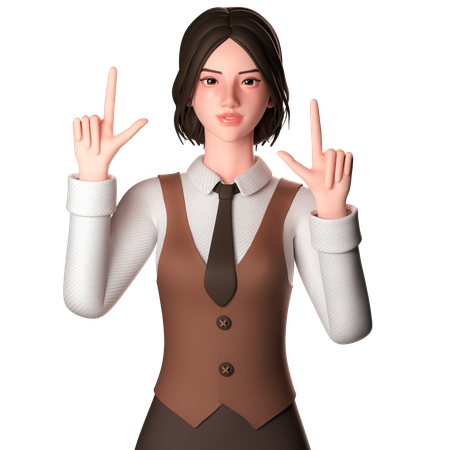Woman Pointing Upwards  3D Icon