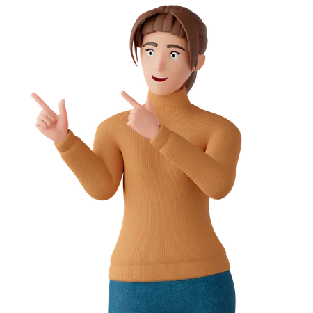 Woman Points To Something  3D Illustration