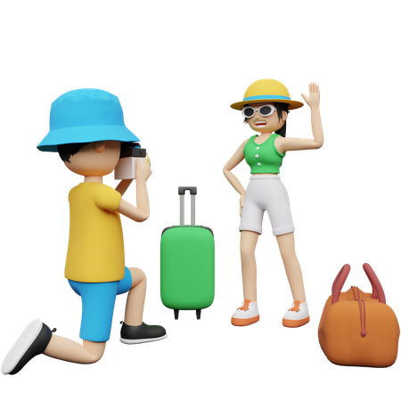 Woman posing for Travel Photography  3D Icon
