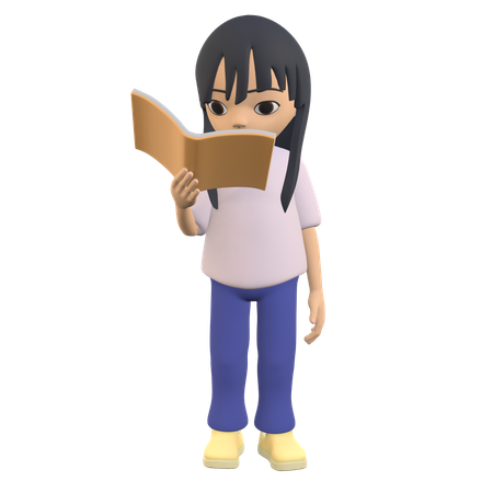 Woman Posing Holding While Reading A Book  3D Illustration