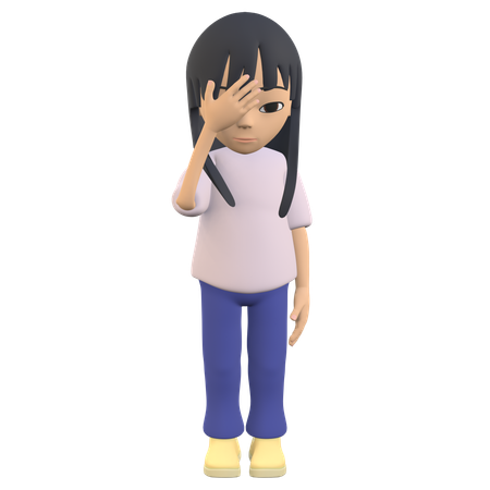 Woman Posing Patting Her Forehead As If She Was In Trouble  3D Illustration