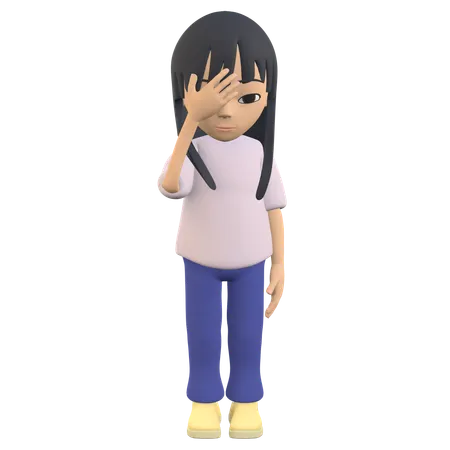 Woman Posing Patting Her Forehead As If She Was In Trouble  3D Illustration