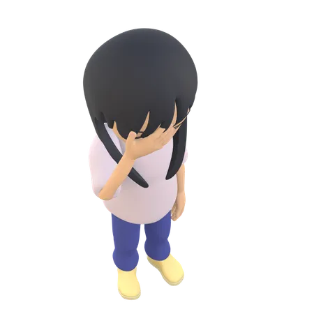 3 D Woman Character Posing Patting Her Forehead As If She Was In Trouble 3D Illustration