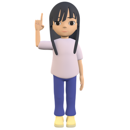 Woman Posing Raising Index Finger  3D Illustration