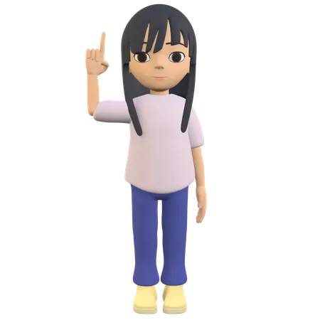 Woman Posing Raising Index Finger  3D Illustration