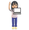 Woman Posing Standing Showing A Laptop Screen While Giving The Ok Finger