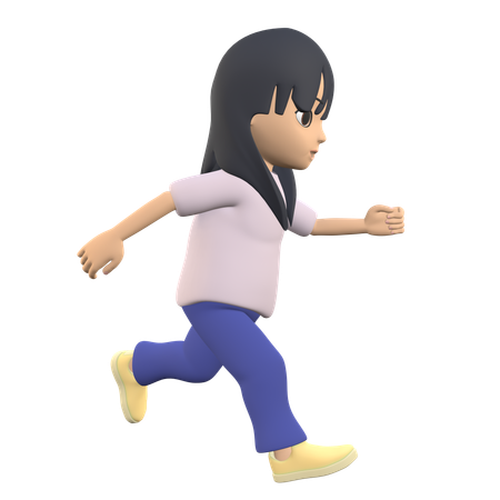 Woman Posing While Running  3D Illustration