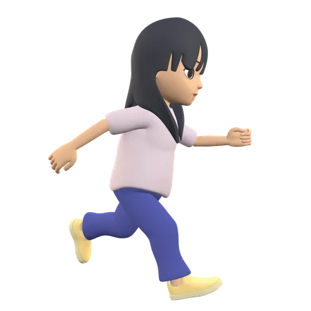 3 D Woman Character Posing While Running 3D Illustration