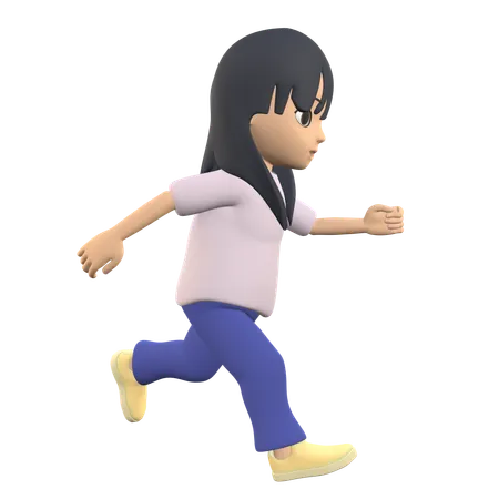 Woman Posing While Running  3D Illustration