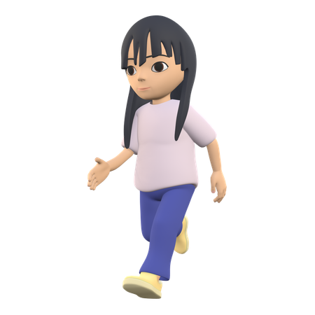 Woman Posing While Walking  3D Illustration