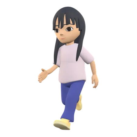 3 D Woman Character Posing While Walking 3D Illustration