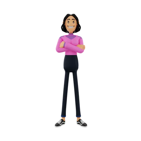 Woman Posing With Folded Arms 3D Illustration