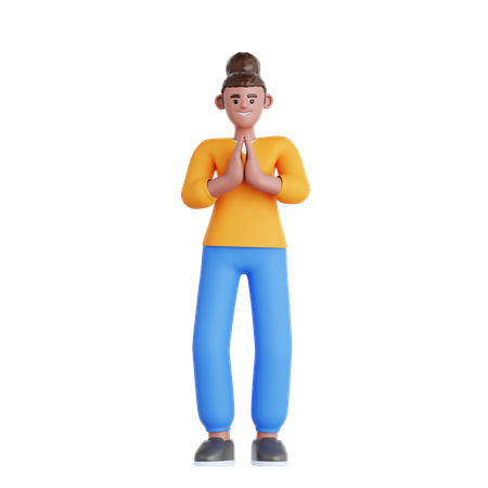 Woman Praying  3D Illustration