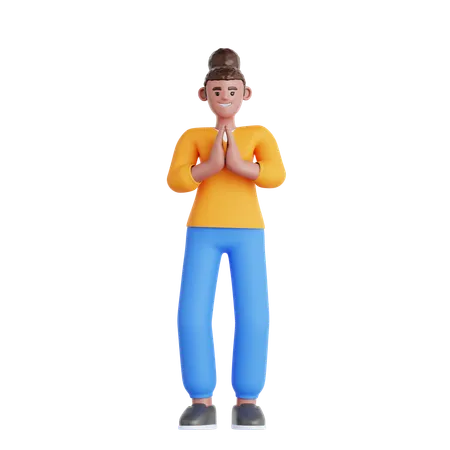 Woman Praying  3D Illustration