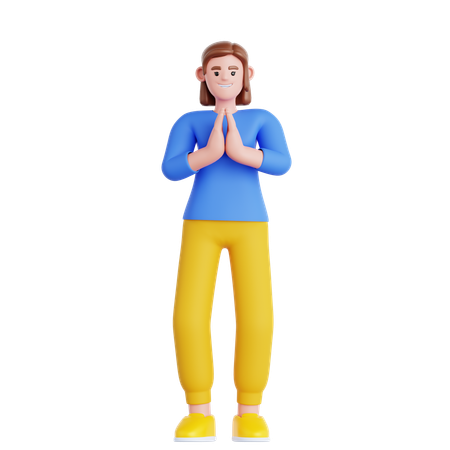 Woman Praying  3D Illustration