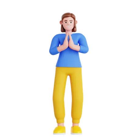 Woman Praying  3D Illustration