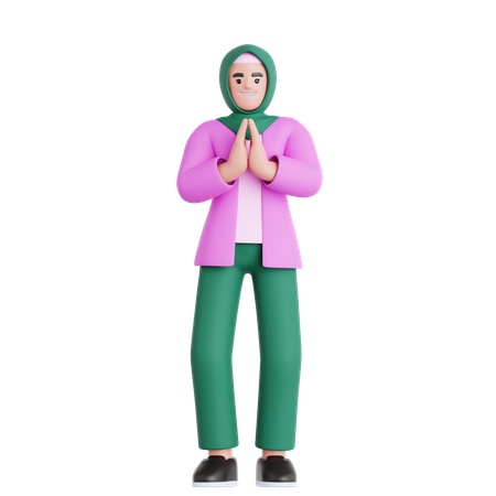 Woman Praying  3D Illustration