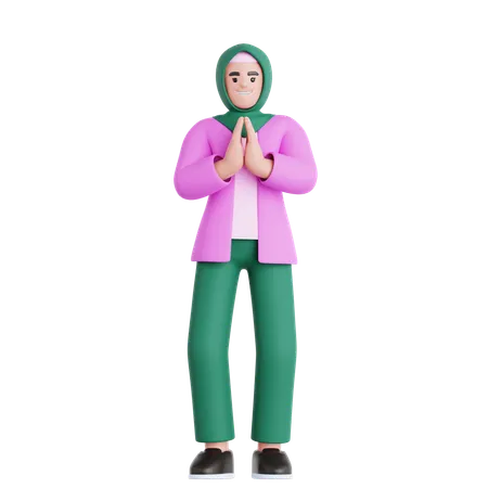 Woman Praying  3D Illustration