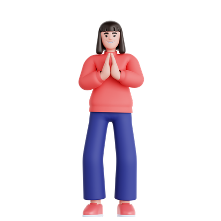 Woman Praying  3D Illustration